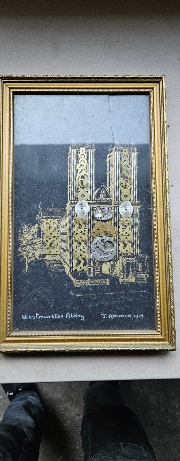 Unieke Horlogecollage Westminster Abbey door John Ammon, Ophalen of Verzenden