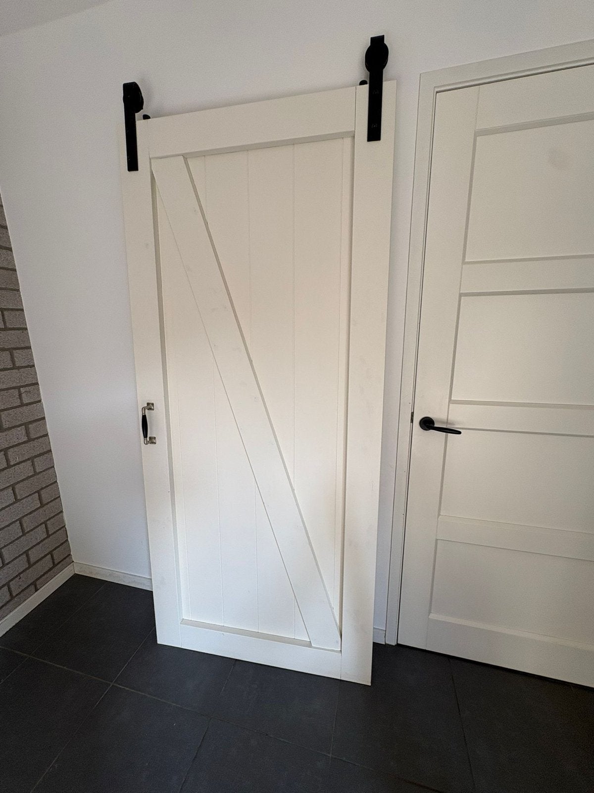 Schuifdeur / loftdeur met rails, zware kwaliteit, Ophalen, 80 tot 100 cm, Binnendeur, Zo goed als nieuw
