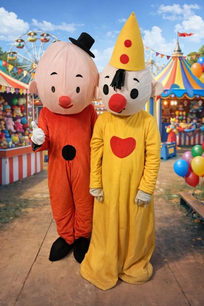 Mascottes Bumba & Bumbaloo, Hobby en Vrije tijd, Feestartikelen | Verhuur, Ophalen of Verzenden, Zo goed als nieuw, Verjaardag