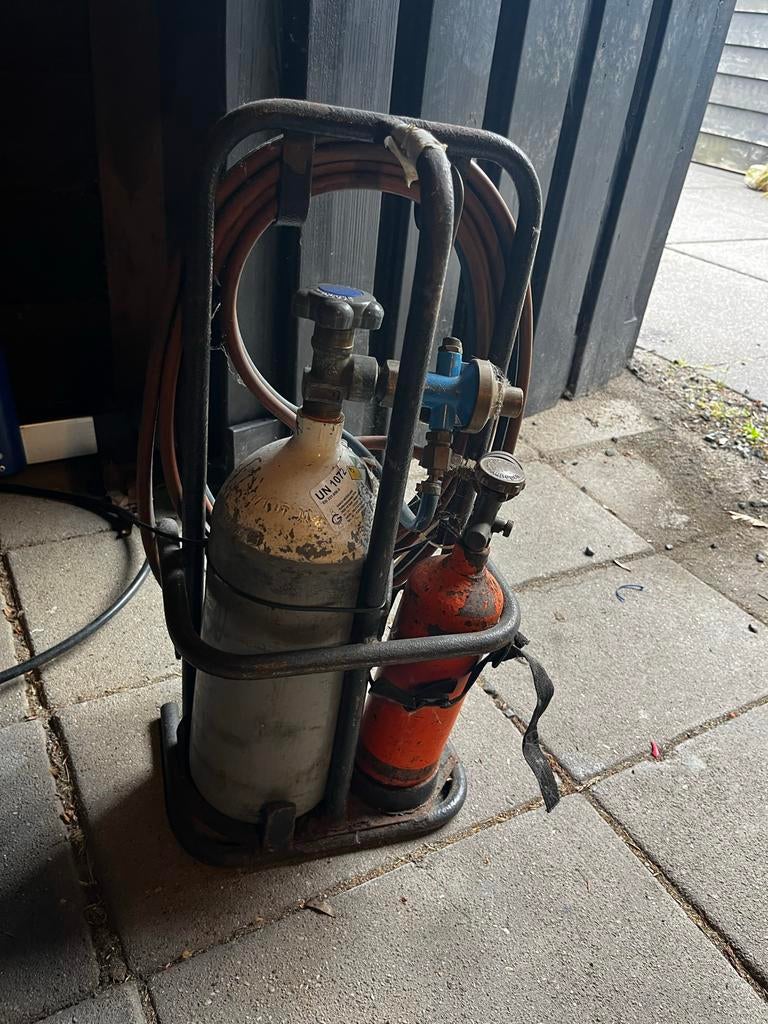 Hardsoldeerder met gasfles(leeg) zuurstofles geen pit, Ophalen, Gebruikt, Minder dan 150 ampère, Overige typen