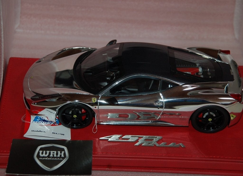 1:18 FERRARI 458 ITALIA chrome LIMITED 100 BBR see info WRH, Hobby en Vrije tijd, Verzenden, Zo goed als nieuw, Auto, Overige merken