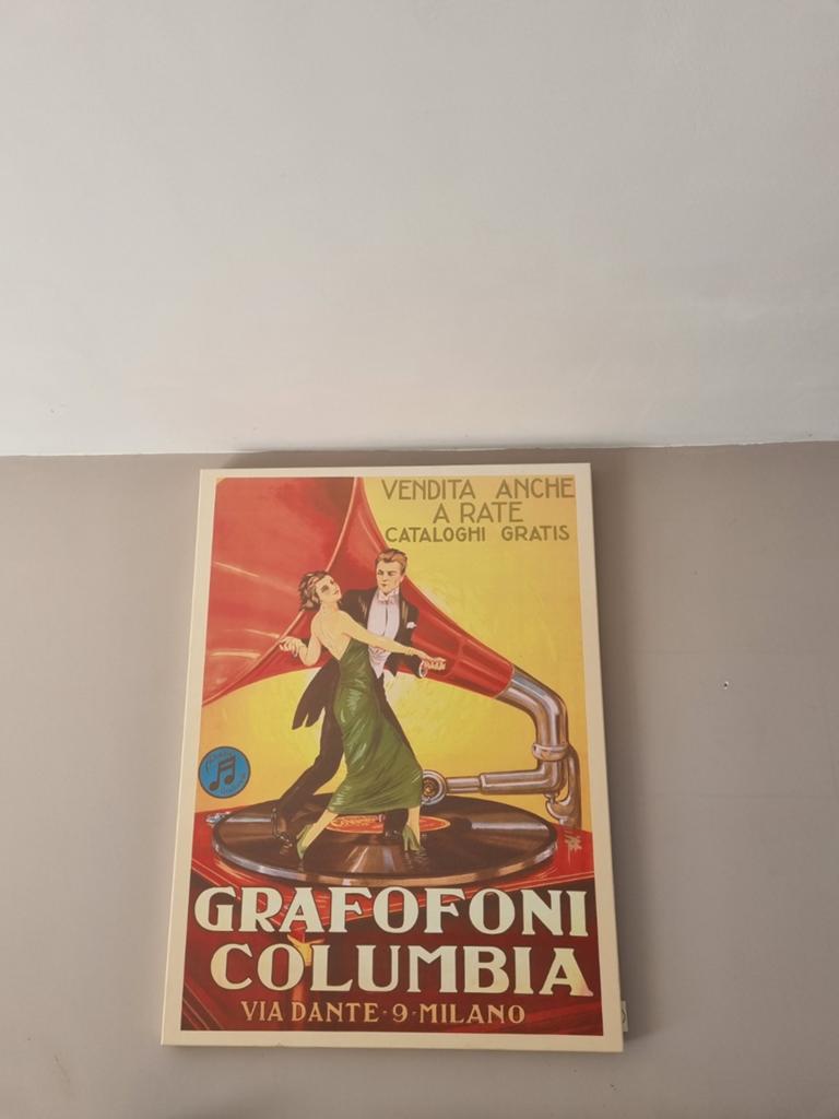 Vintage Columbia Grammofoon Poster - Print op Linnen, Ophalen