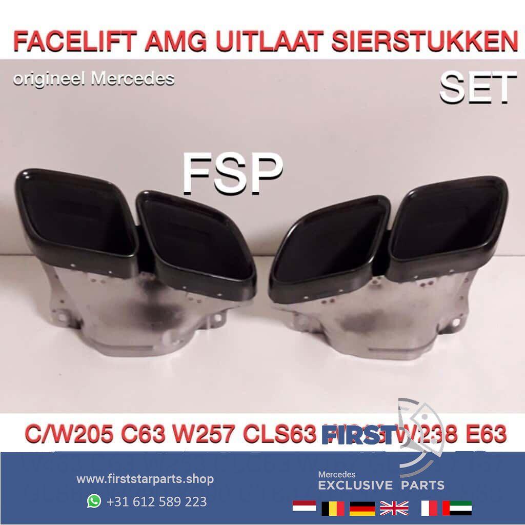 FACELIFT 63 AMG SIERSTUKKEN SET ZWART C63 E63 GLC63 GLE63 G6, Auto-onderdelen, Uitlaatsystemen, Gebruikt, -, Ophalen of Verzenden