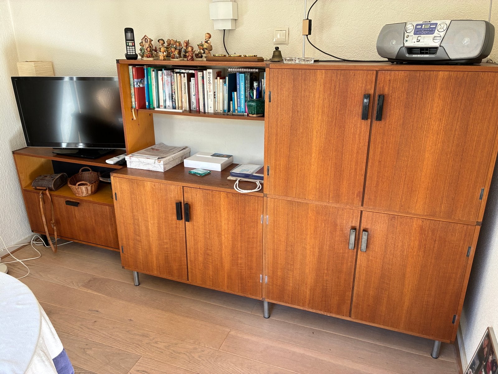 Vintage Pastoe jaren '60 wandmeubel - Teakhout, Ophalen, Gebruikt, Teakhout, 150 tot 200 cm