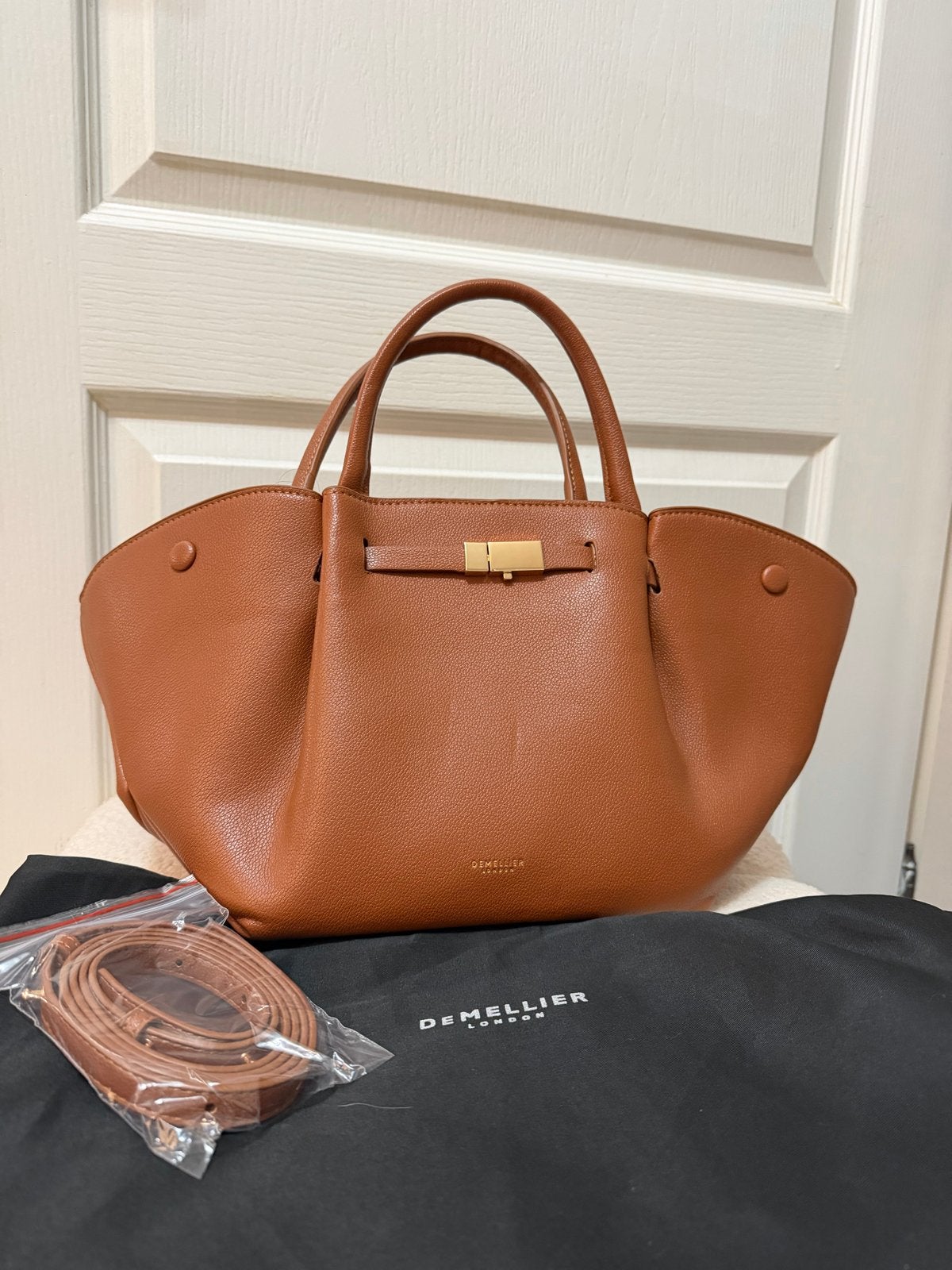 DeMellier London Handtas - Cognac Bruin, Ophalen of Verzenden, Zo goed als nieuw, Bruin, Handtas