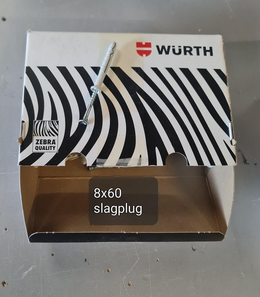 Slagpluggen. Wurth. 8x60 & 8x80, Doe-het-zelf en Verbouw, Ophalen of Verzenden, Nieuw, 50 tot 100 mm, Pluggen