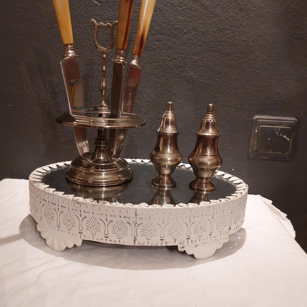 leuk brocante plateau van ijzer met spiegel, Ophalen of Verzenden, Zo goed als nieuw, Overig