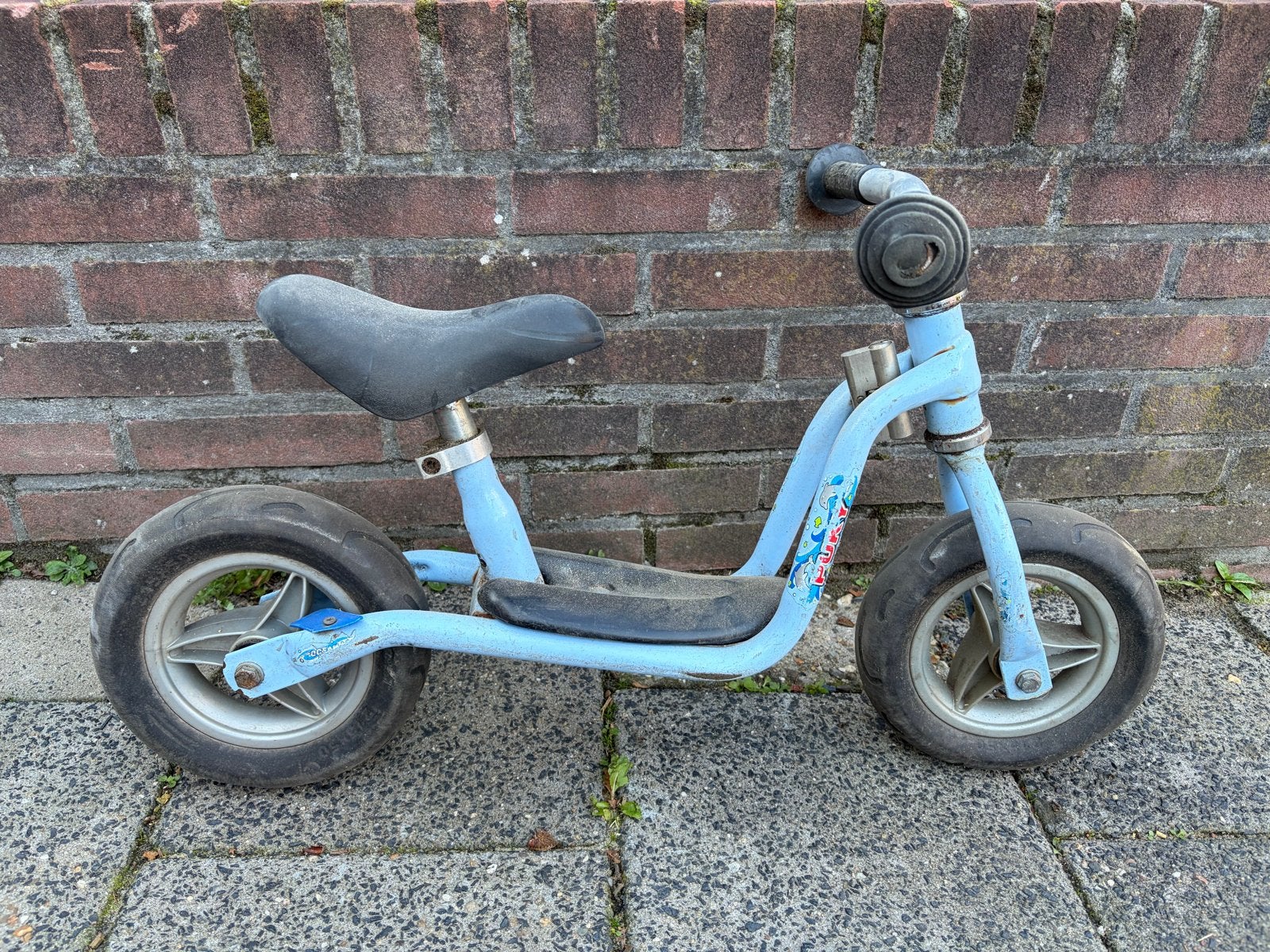 Puky loopfiets blauw, kleinste maat, Ophalen, Gebruikt, Minder dan 16 inch