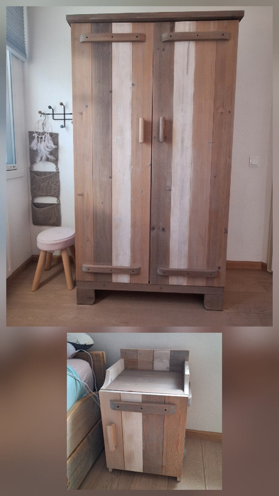 Bopita Basic Wood Kledingkast & Nachtkastje 3 kleuren wash, Huis en Inrichting, Kasten | Kledingkasten, 150 tot 200 cm, 100 tot 150 cm