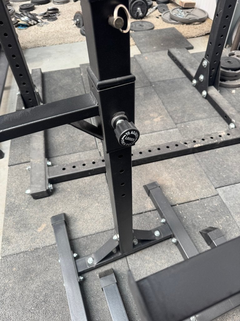 Verstelbaar Squat Rack met Stabilisatieframe, Ophalen of Verzenden, Zo goed als nieuw, Benen, Halterset