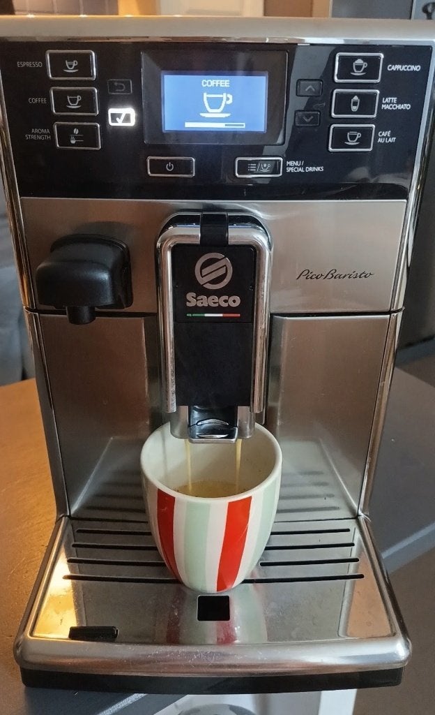 Gereviseerde Saeco PicoBaristo–In topstaat! (Testen in Tiel), Ophalen of Verzenden, 2 tot 4 kopjes, Afneembaar waterreservoir