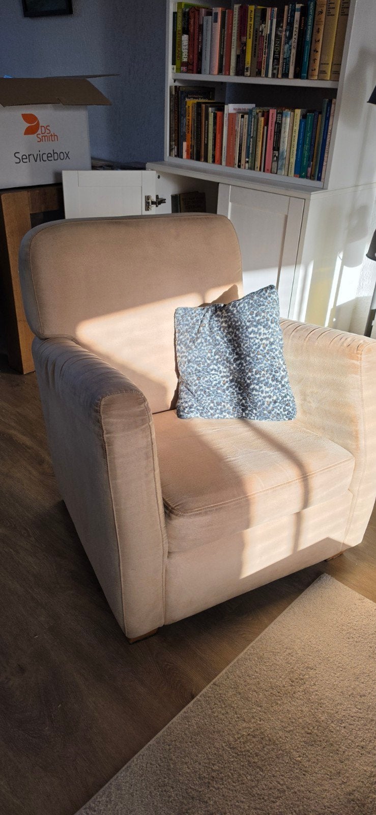 Comfortabele Montel fauteuil - Beige stof, Huis en Inrichting, Ophalen, Gebruikt, 75 tot 100 cm, 75 tot 100 cm