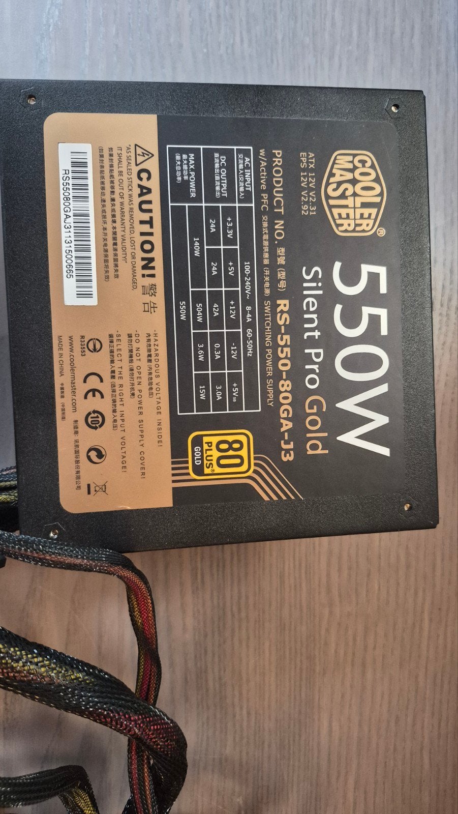 Cooler Master Silent Pro Gold 550W Voeding, Computers en Software, Interne voedingen, Ophalen of Verzenden, Gebruikt