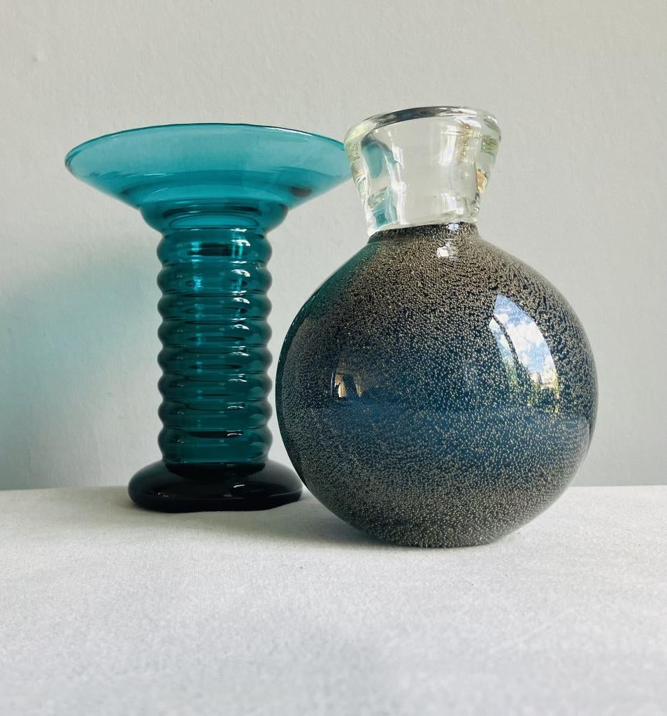Vazen vintage glas Bernard Heesen? bullicante ribbelvaas, Antiek en Kunst, Antiek | Glas en Kristal, Ophalen of Verzenden