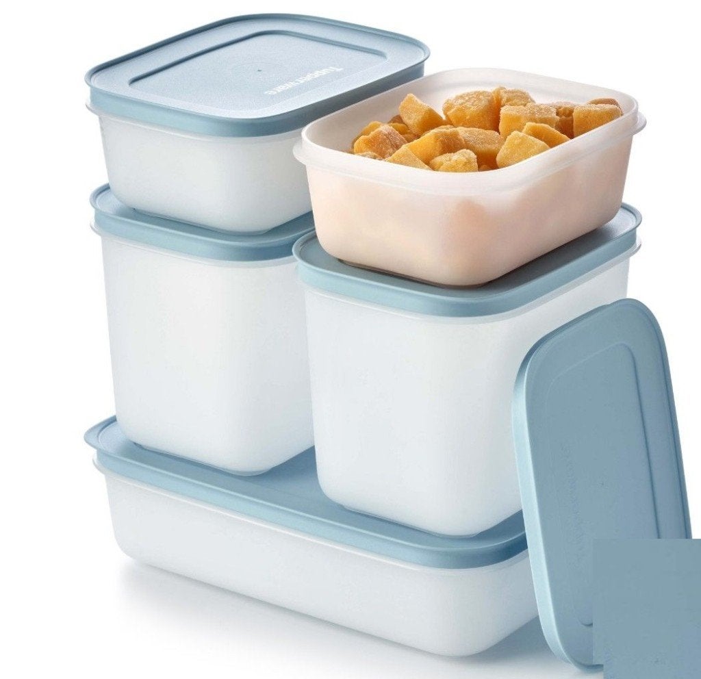 Tupperware Diepvries Dozen Plus Set 5 Blauw Nieuw, Blauw, Nieuw, Ophalen of Verzenden, Bak of Kom