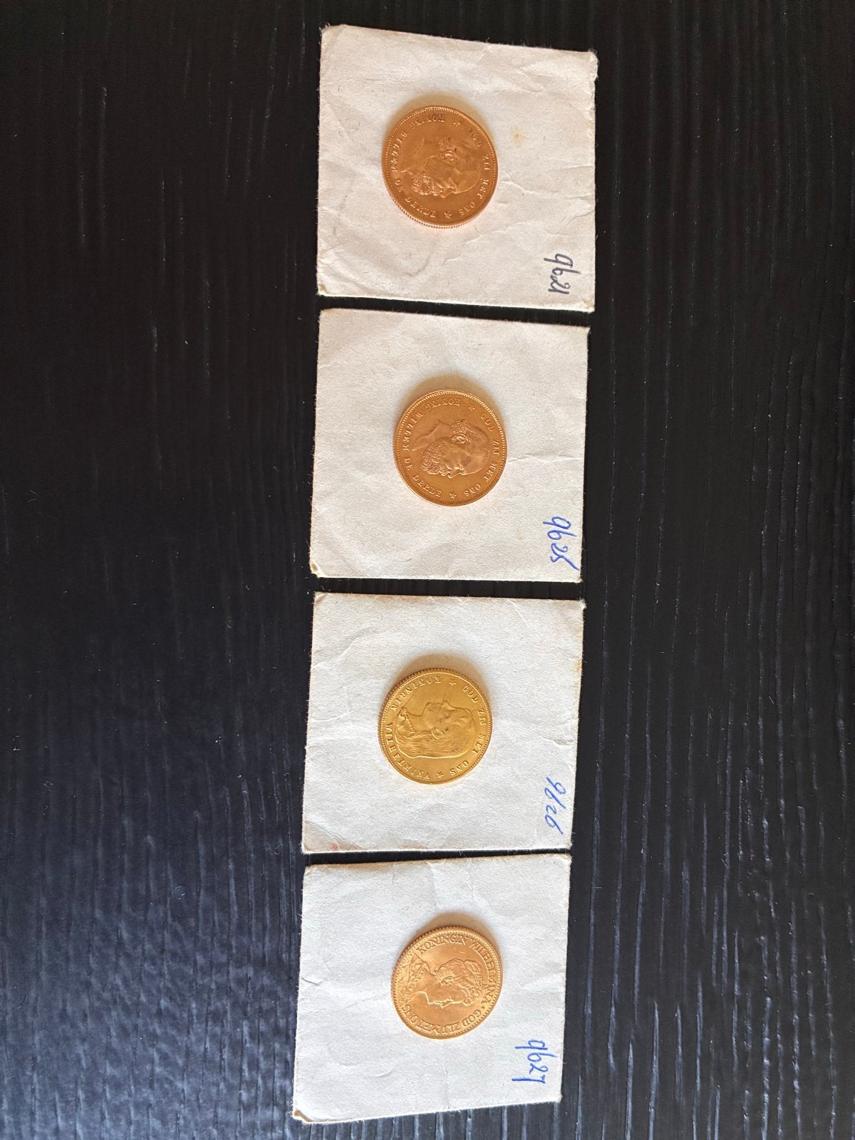 Set van 4 gouden 10 gulden munten (Willem III & Wilhelmina), Ophalen, Setje, Goud, Koningin Wilhelmina