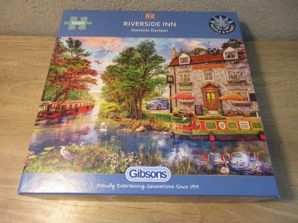 Gibson puzzel Riverside Inn, Ophalen of Verzenden, 500 t/m 1500 stukjes, Gebruikt, Legpuzzel