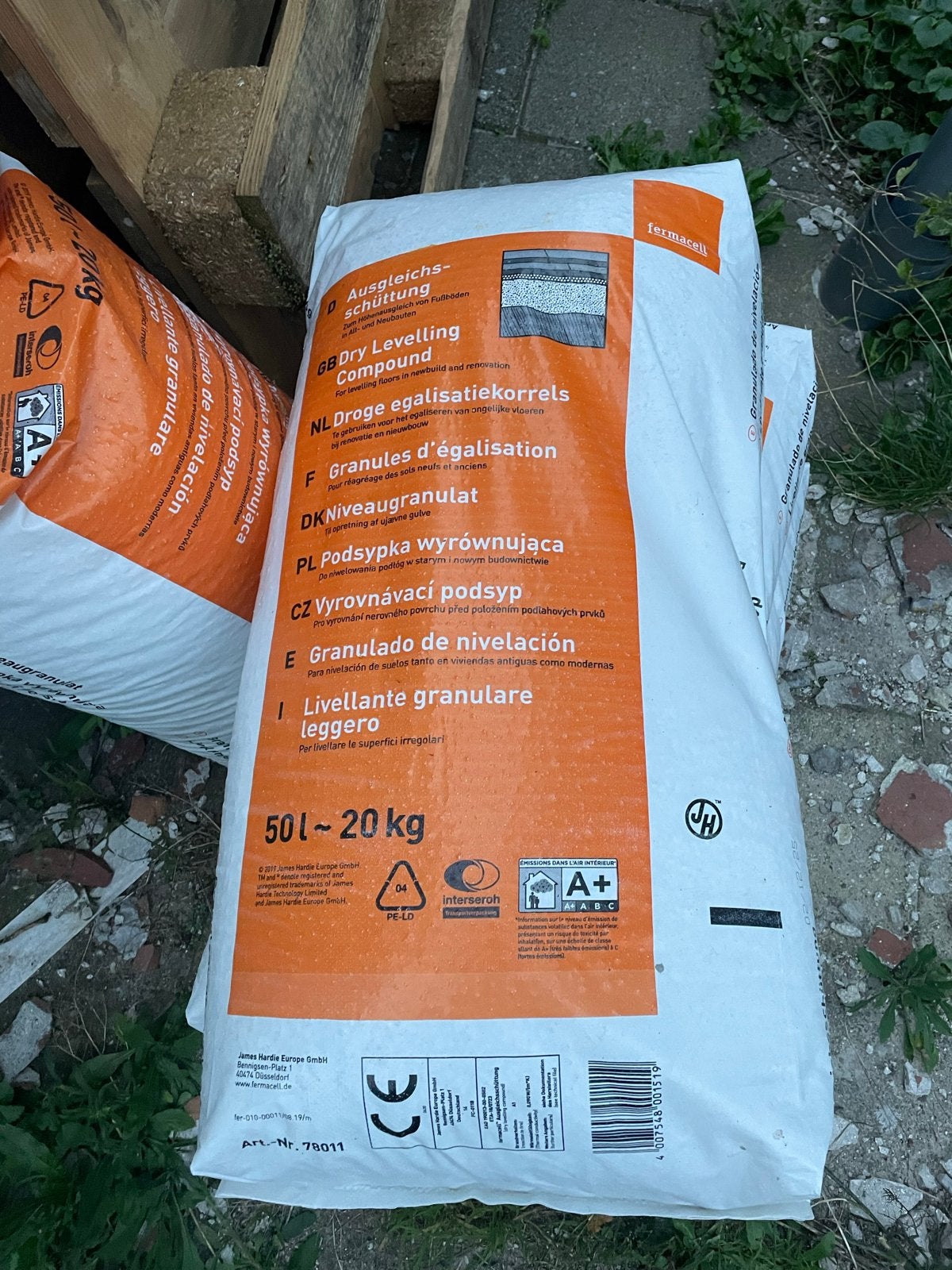 Fermacell egalisatiekorrels 20kg/50L - 4 zakken nieuw, Ophalen, Nieuw