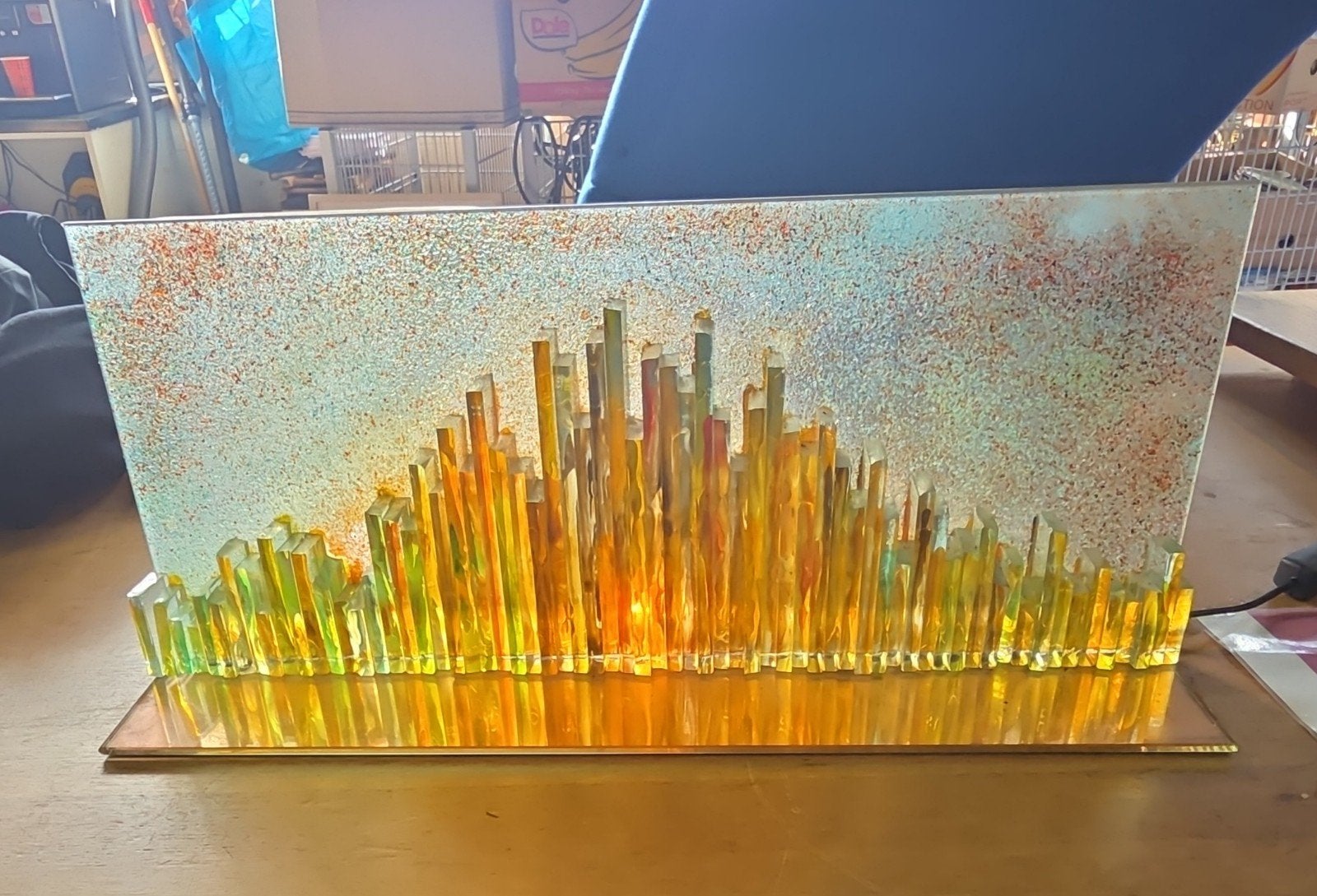 glass fusing verlichting 3d glassculptuur lamp skyline, Ophalen