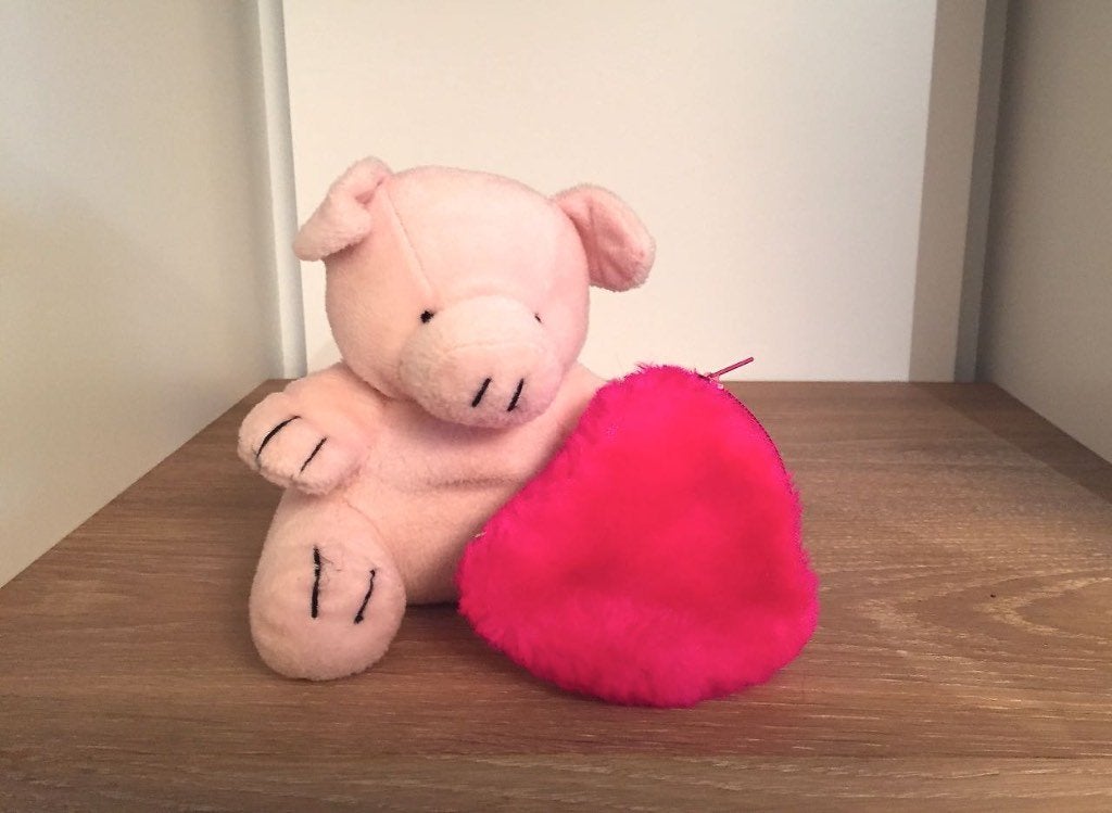 Nieuw: roze varkentje met pluche hartjes portemonnee, Overige karakters, Overige typen, Nieuw, Ophalen of Verzenden