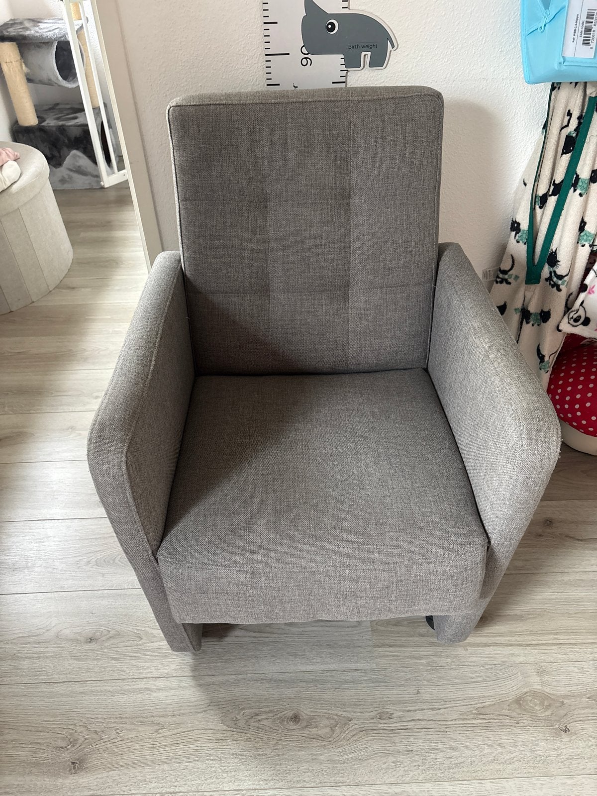 stoffen fauteuil met wieltjes, Ophalen, Minder dan 50 cm, Gebruikt, Minder dan 75 cm