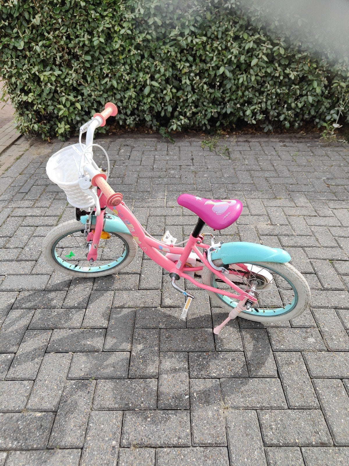 Barbie kinderfiets met zijwieltjes - Roze/Mintgroen, Fietsen en Brommers, Ophalen, Zijwieltjes, Velgrem, Barbie