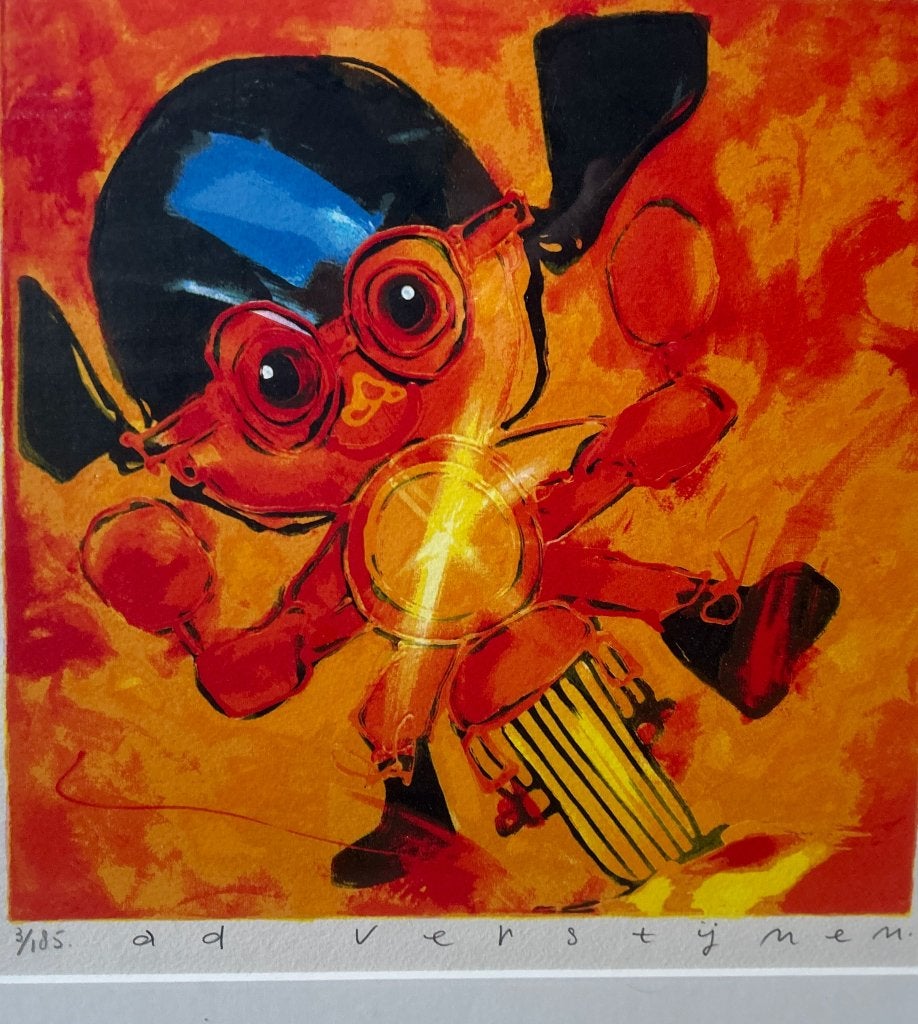 Zeefdruk Ad Verstijnen ingelijst, Antiek en Kunst, Genummerd, Ophalen of Verzenden, Zeefdruk