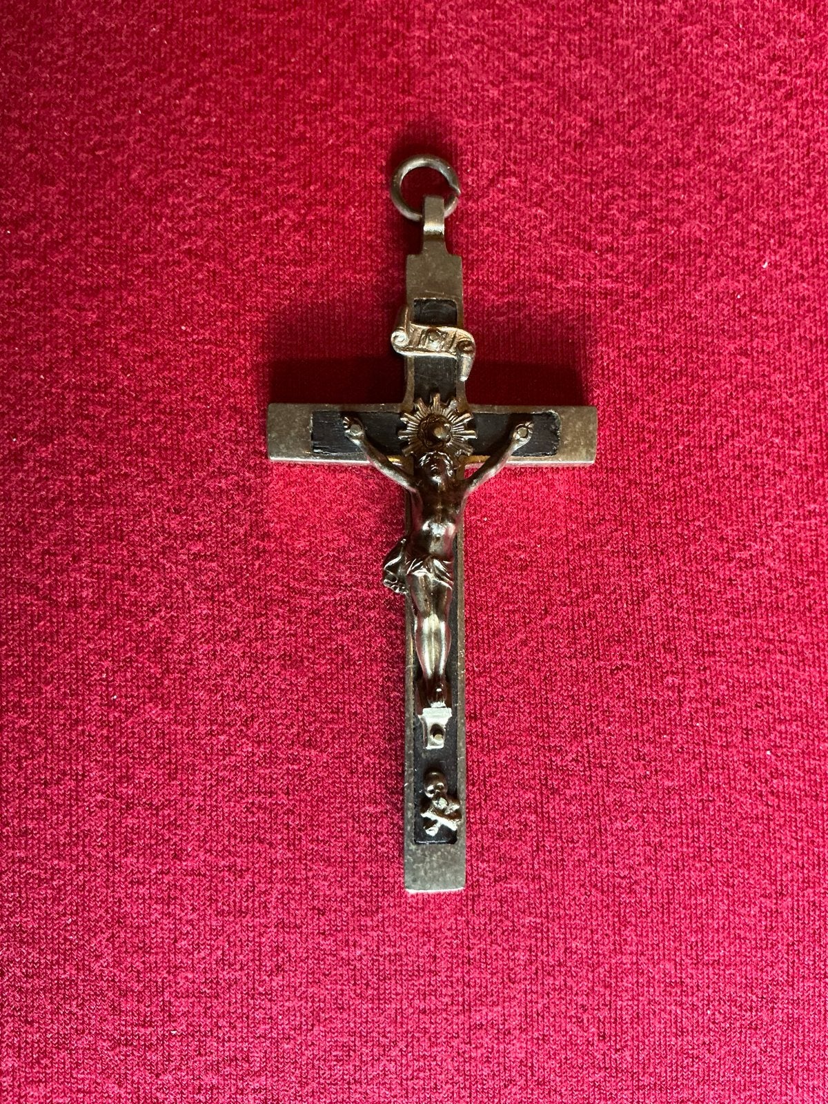Antiek zilverkleurig nonnenkruis ❤️ met ebbenhout, Ophalen of Verzenden