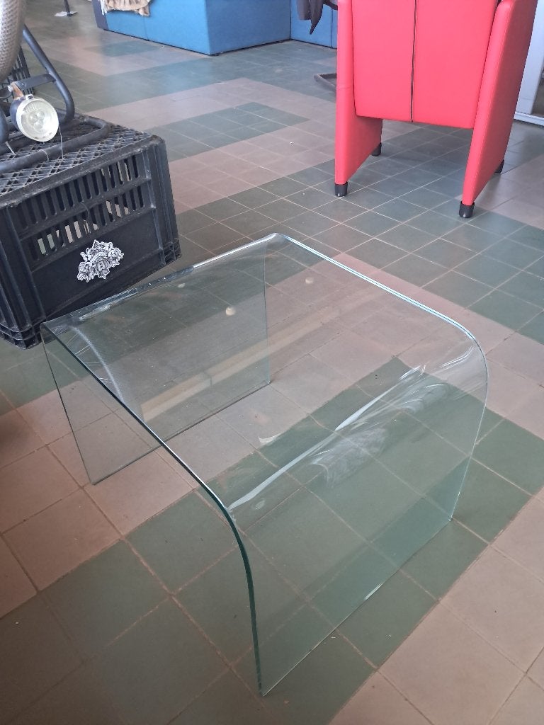 Bijzettafel Gebogen Glas Transparant Salontafel  CS27325, Ophalen, Gebruikt, 50 tot 100 cm, 50 tot 100 cm