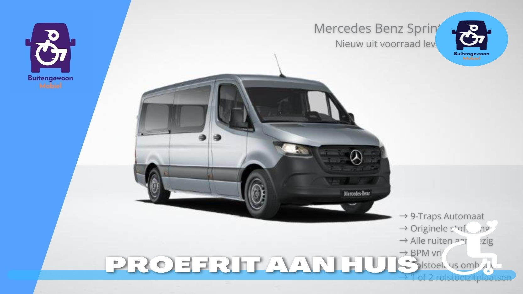 Mercedes-Benz Sprinter NIEUW Rolstoelbus Automaat Airco | 31, Auto's, Automaat, Zwart, 4 cilinders, Verwarmde buitenspiegels