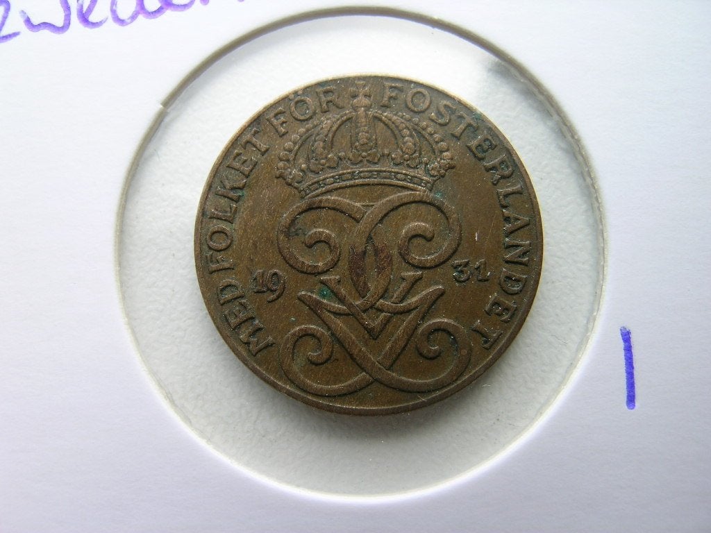 2 Ore 1931 Zweden, Postzegels en Munten, Ophalen of Verzenden, Overige landen, Losse munt