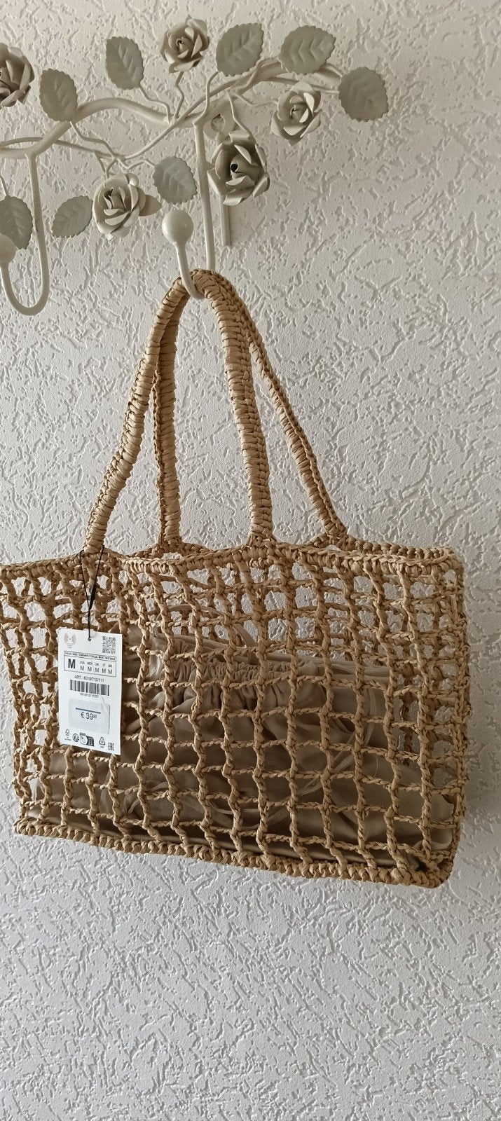 Nieuwe Zara rieten tas met binnenvoering, Sieraden, Tassen en Uiterlijk, Ophalen of Verzenden, Nieuw, Beige, Shopper
