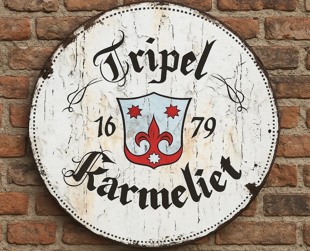 Prachtig vintage reclamebord Tripel Karmeliet (20x20), Ophalen of Verzenden, Zo goed als nieuw, Reclamebord