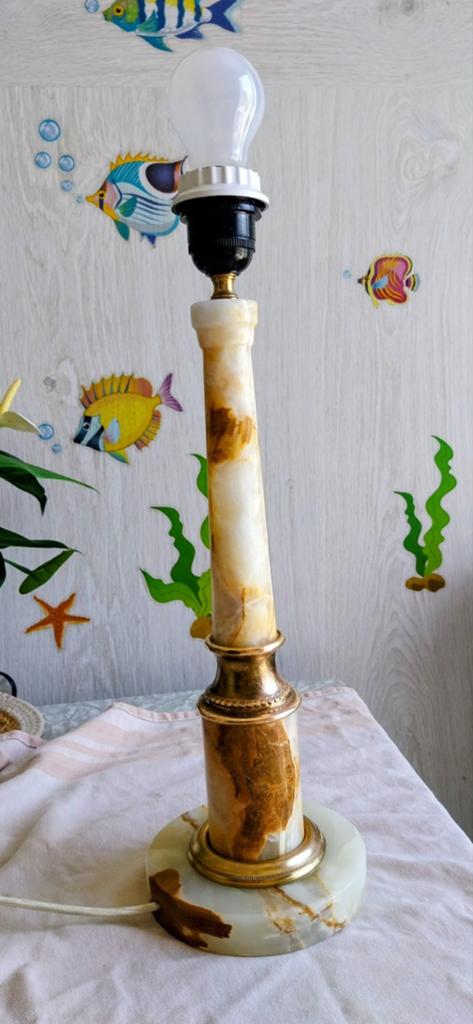 Vintage Onyx Marmeren Tafellamp - 40 cm, Ophalen of Verzenden