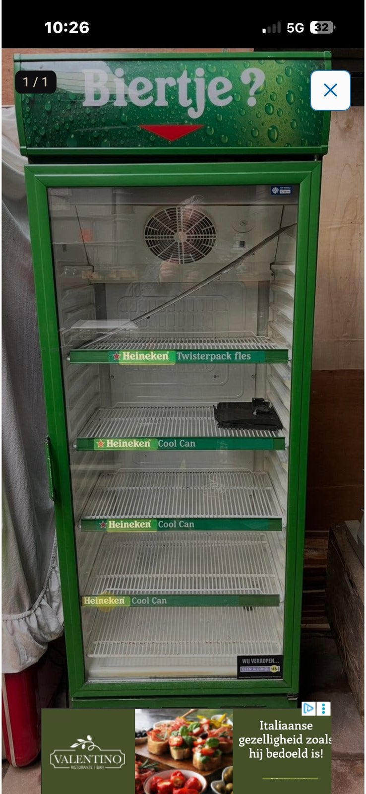 Heineken koelkast defect, Ophalen, Zonder vriesvak, 200 liter of meer, 60 cm of meer