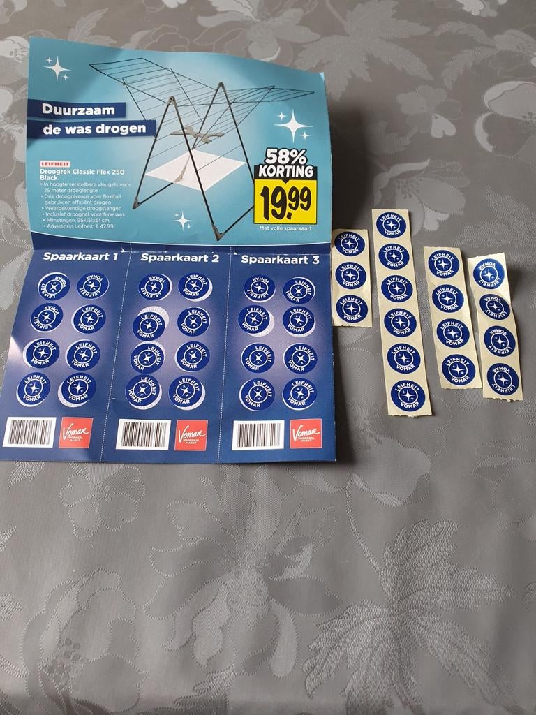 3 volle vomar LEIFHEIT spaarkaarten + 17 losse zegels, Ophalen of Verzenden, Winkel, Super of Benzinepomp, Volle spaarkaart