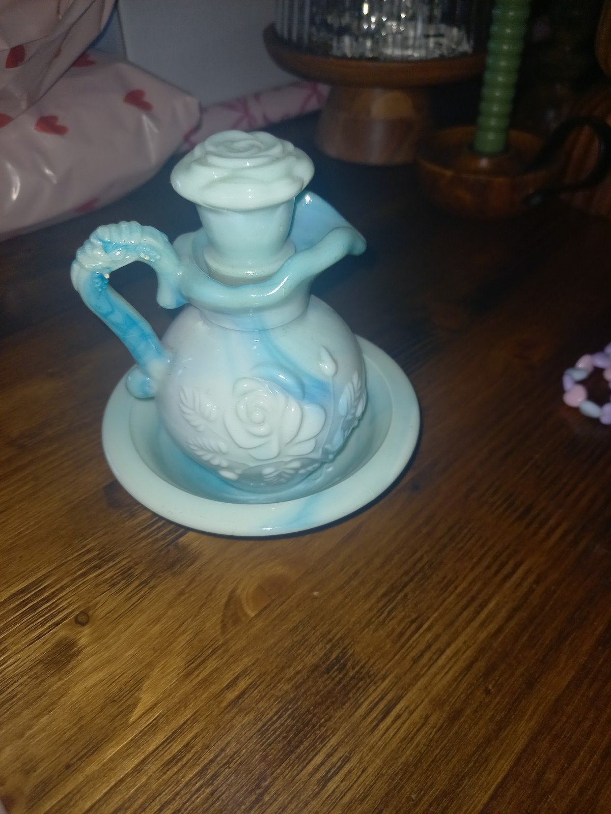 Vintage Avon Parfum Tafelse - Blauw met Rozen, Ophalen of Verzenden