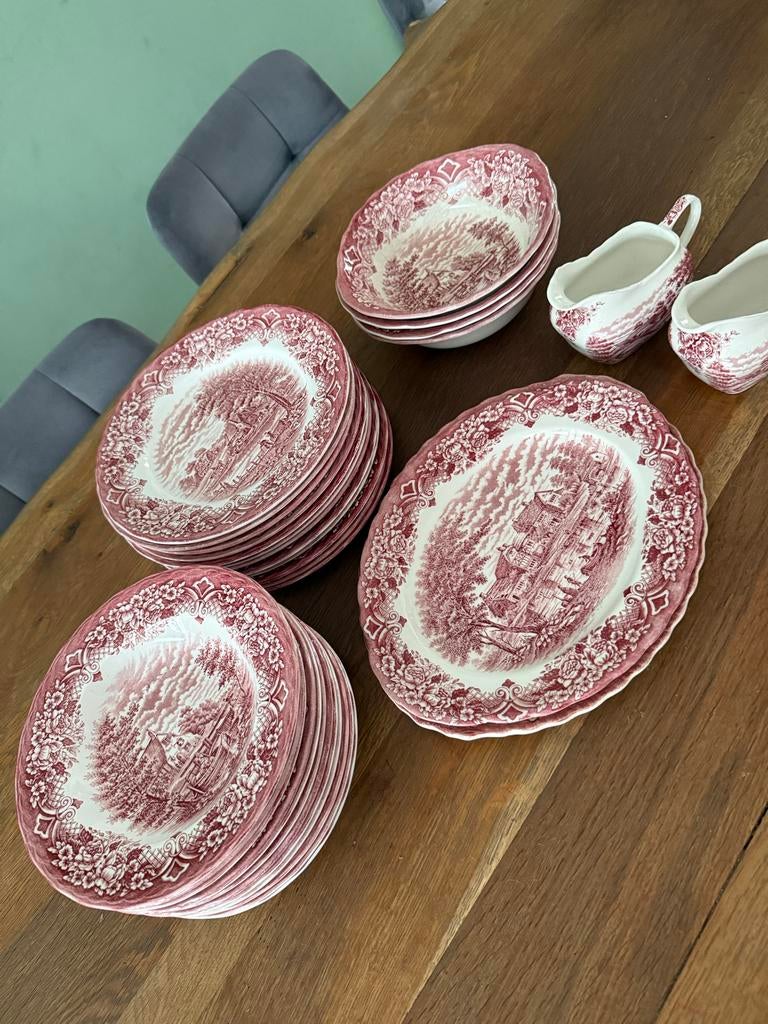 Engels Rood Grindley Country Inns Eetservies 12 Persoons, Huis en Inrichting, Ophalen, Gebruikt, Overige stijlen, Aardewerk