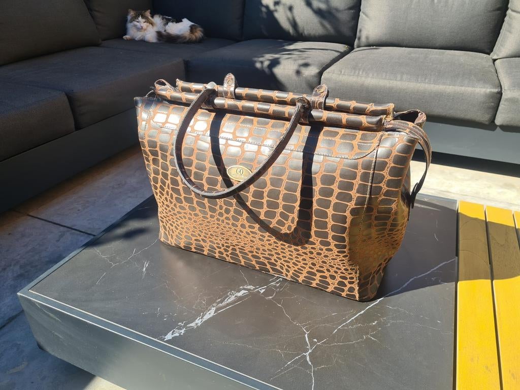 Vintage C&Q Weekendtas/Reistas, Bruine
Croco Print, 40 tot 60 cm, 30 cm of meer, Bruin, Minder dan 35 cm