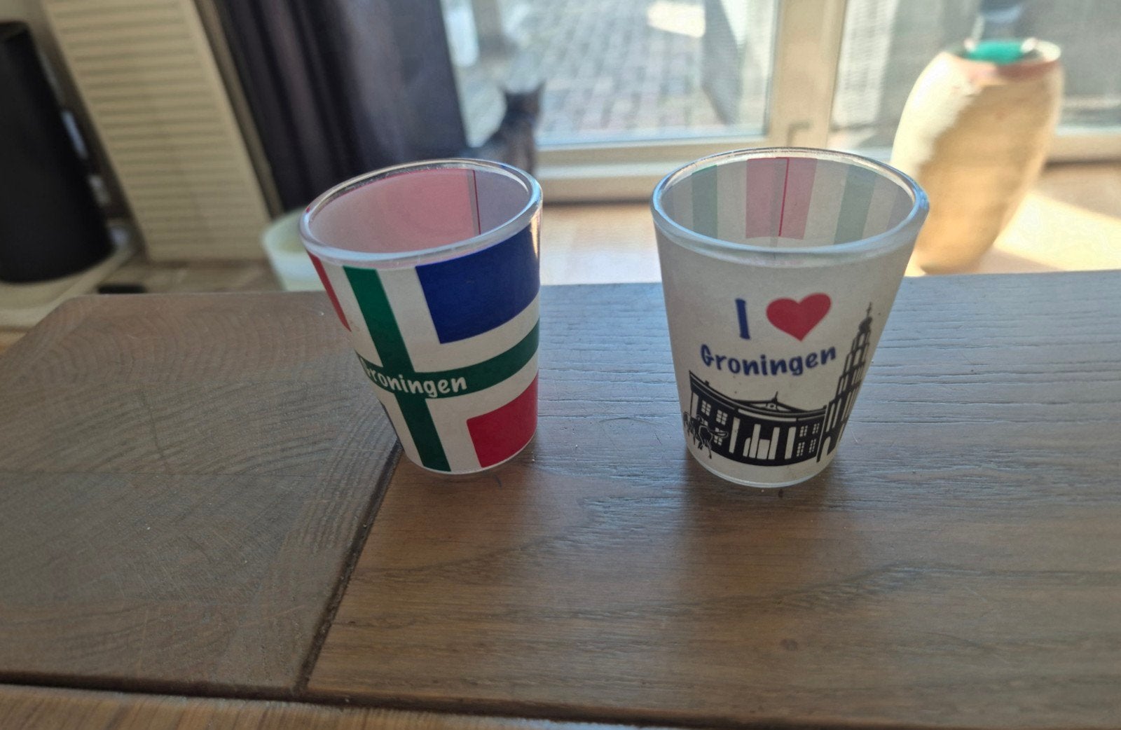 Groningen shotglaasjes - set van 2, Ophalen of Verzenden, Gebruikt