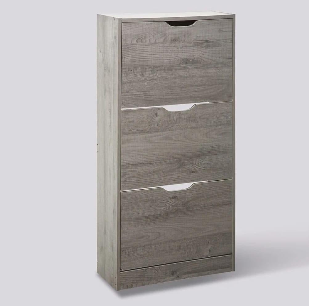 Schoenenkast met 3 vakken - Grijs houtlook, Ophalen, Modern, Scandinavisch, Nieuw, Onbekend