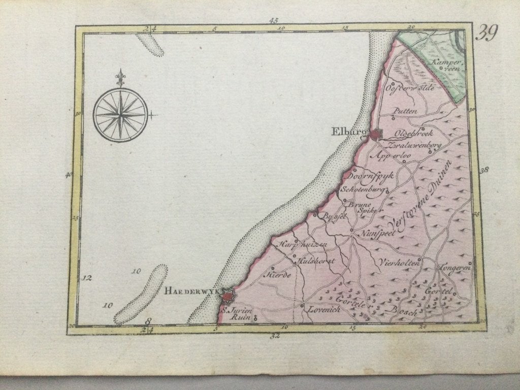 Elburg, Harderwijk en Zuiderzee e.o., JC Sepp, 1773 ., Antiek en Kunst, Cartografie, 19 cm, Blanco verso, 13 cm