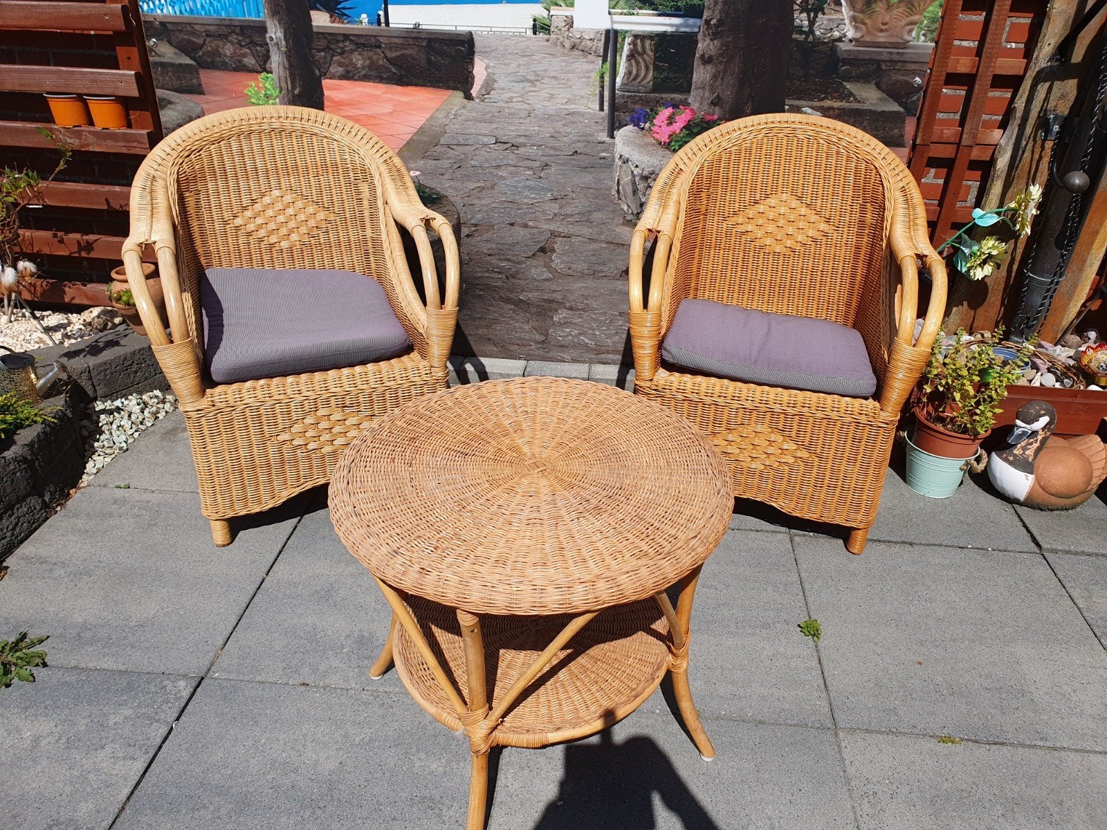 rotan tuinset, Tuin en Terras, Tuinsets en Loungesets, Ophalen, Zo goed als nieuw