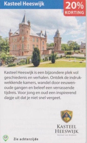 Kasteel Heeswijk 20% kortingsbon, Tickets en Kaartjes, Drie personen of meer, Kortingskaart