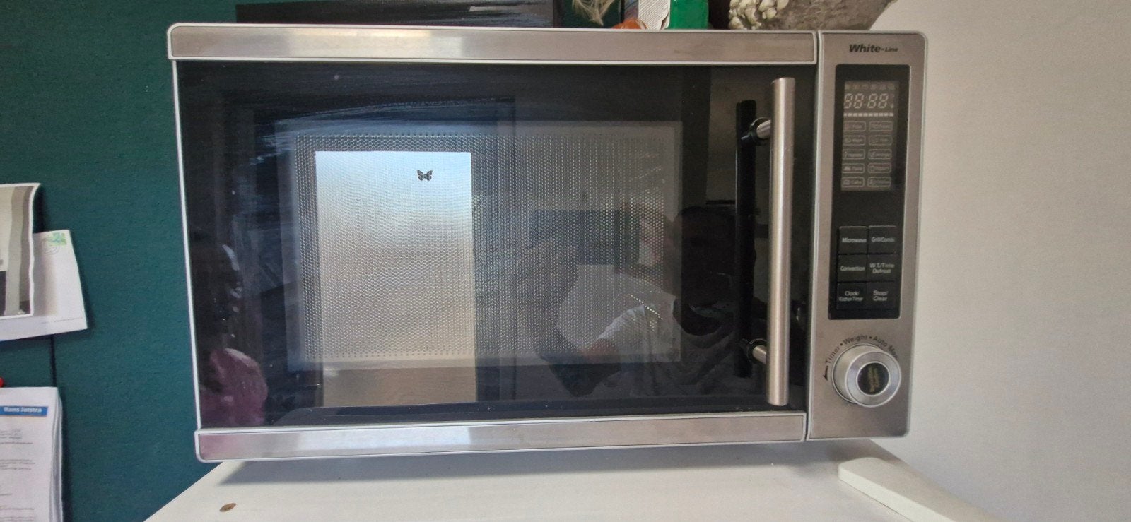 White-Line Combimagnetron - Zo goed als nieuw, Witgoed en Apparatuur, Magnetrons, Ophalen, Combimagnetron, Gebruikt, Draaiplateau