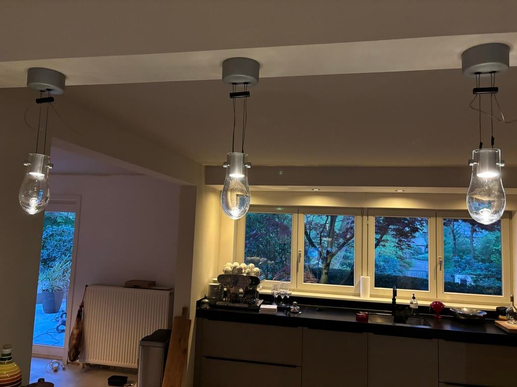 3 Vintage Dessign Druppel lampen van Antra, Ophalen of Verzenden, Gebruikt, Glas