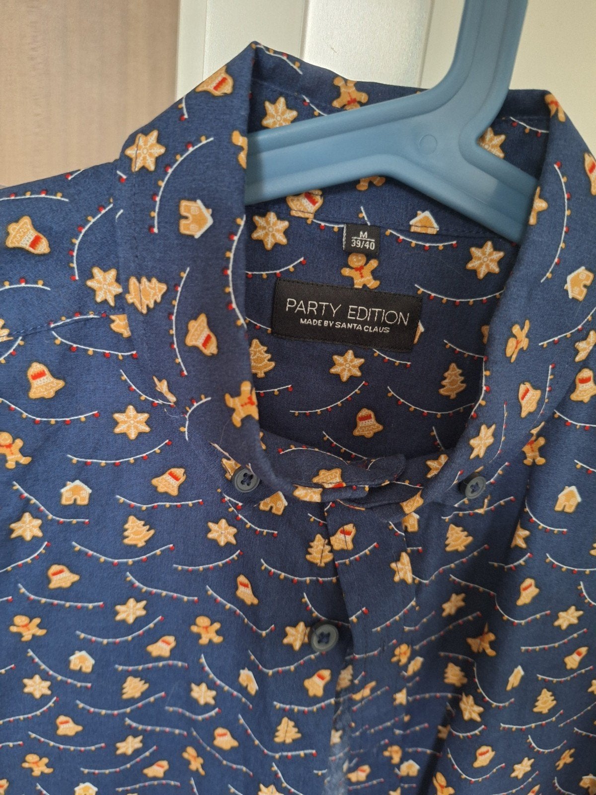 Kerst Overhemd Marineblauw Maat M, Blauw, Party Edition, Gedragen, Halswijdte 39/40 (M)