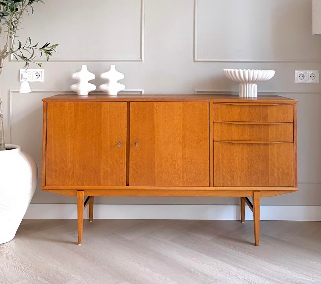 🧡 Vintage retro dressoir kast lowboard jaren ‘60 tv-meubel, Ophalen, Zo goed als nieuw, 25 tot 50 cm