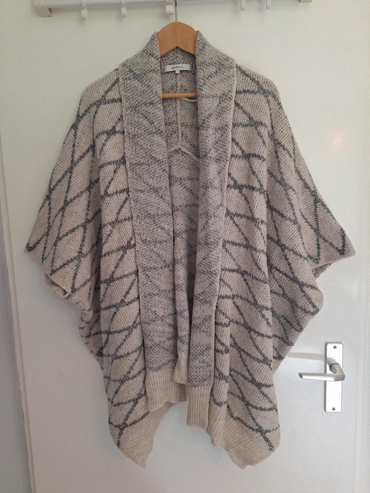 Sandwich gebreide poncho mt L 44 46, Maat 46/48 (XL) of groter, Ophalen of Verzenden, Grijs, Sandwich