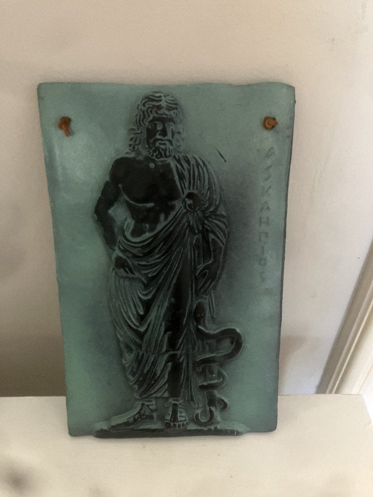 Terracotta reliëf-wandplaquette van Asklepios, Ophalen of Verzenden
